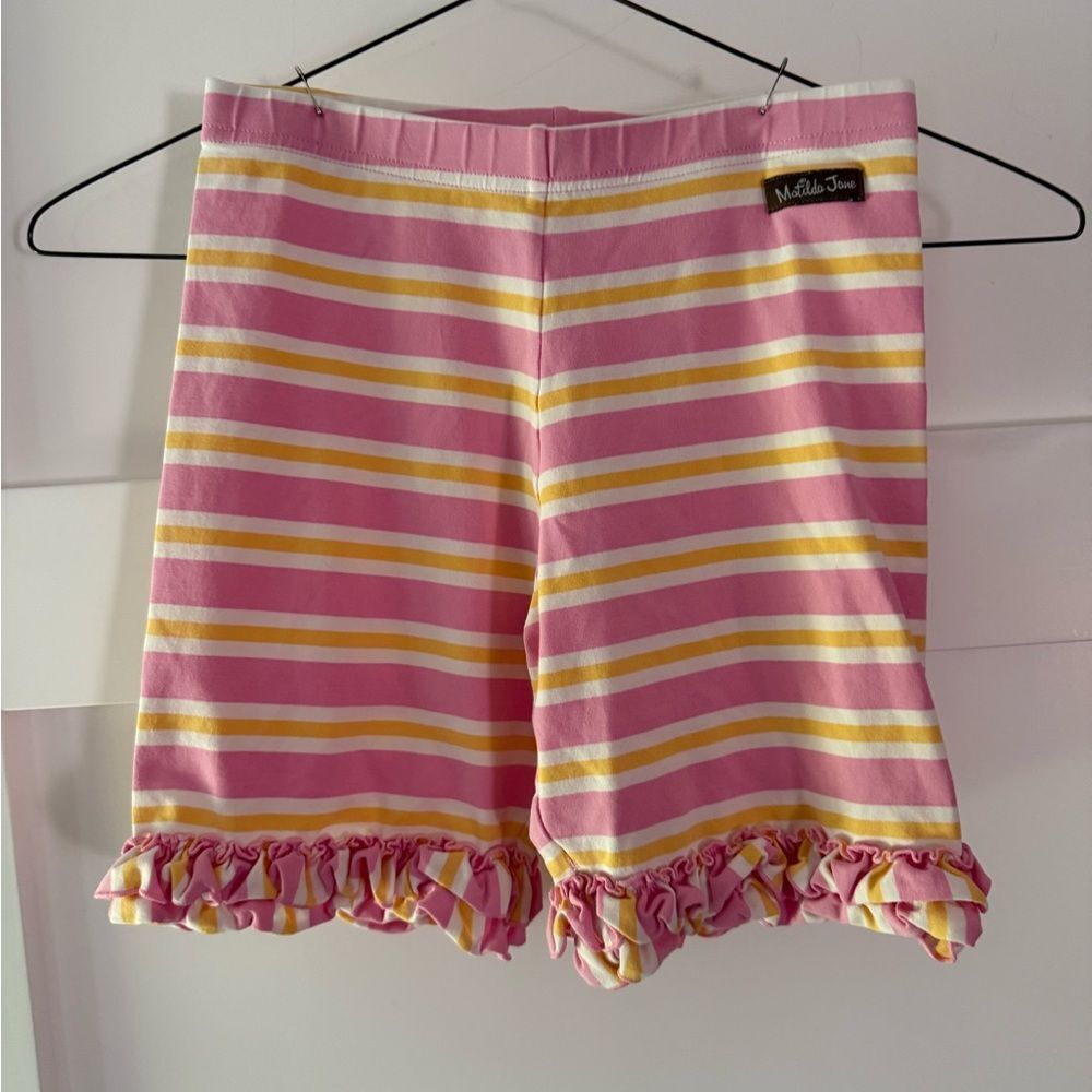 Matilda Jane Pink and Yellow Ruffle Trim Shorts